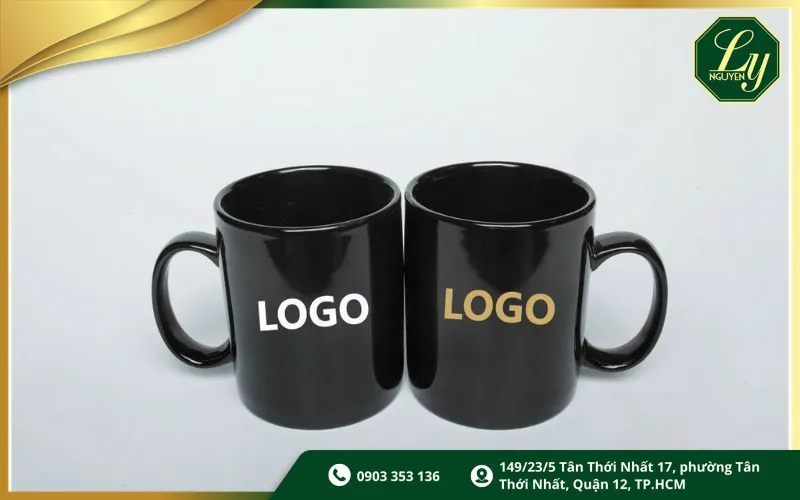 Ly sứ trắng in logo thương hiệu làm quà tặng khuyến mãi và tri ân