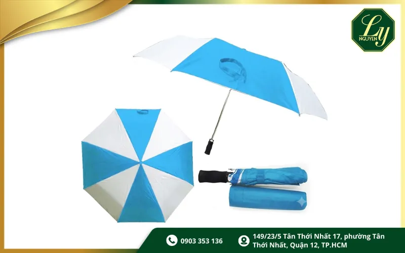 Ô dù cầm tay gấp gọn in logo thương hiệu nổi bật dùng cho sự kiện ngoài trời