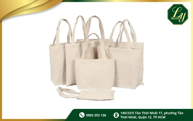 Các kích thước túi canvas được sử dụng phổ biến